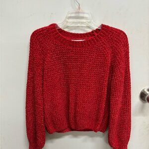 Altar'd State Red Crew Neck Sweater Vibrant Knit
